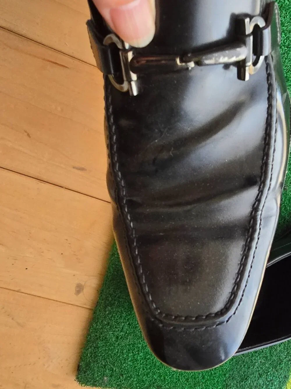 Salvatore Ferragamo Black Leather Gancini Bit Loafers Dress Shoes Men’s Sz 8 EE